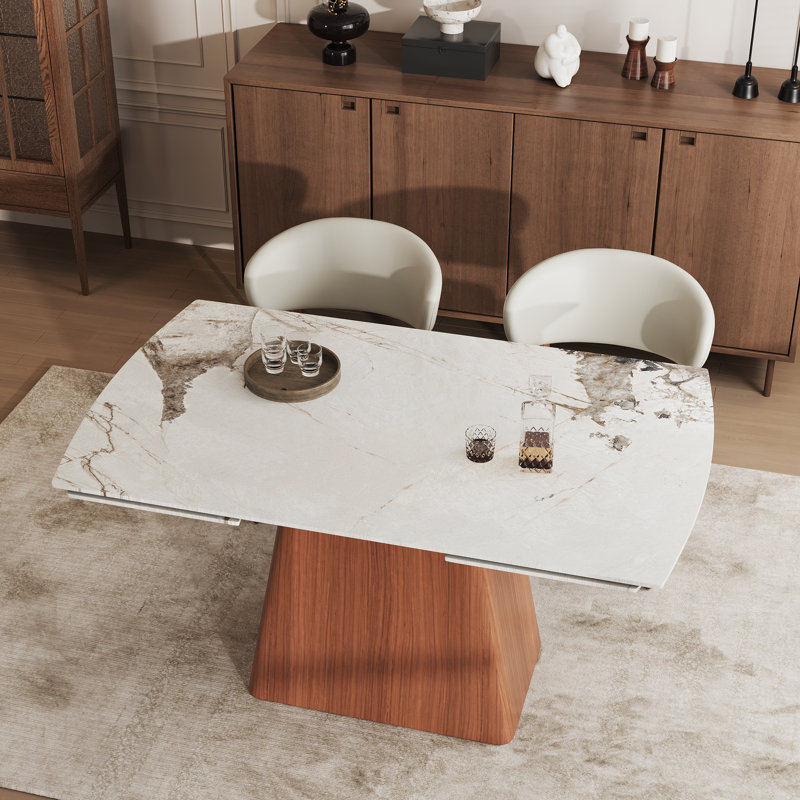 Table de salle à manger moderne extensible pour 6 à 8 personnes avec plateau en pierre frittée