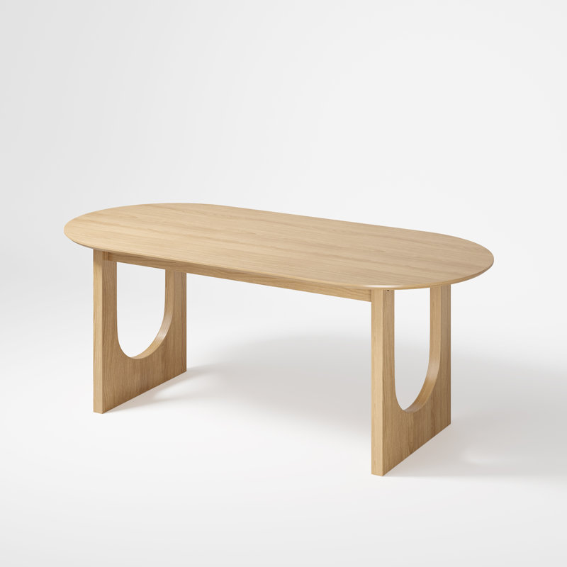 Table de salle à manger en bois 67 po avec plateau ovale Soild, Marron clair