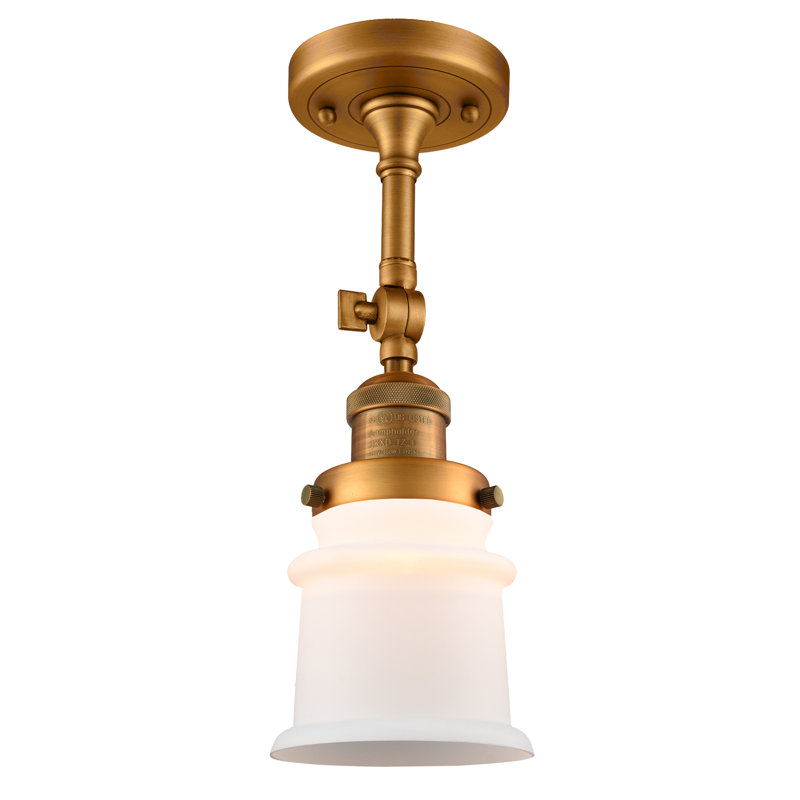 Plafonnier semi-encastré 1 lumière 6 po Alexandira, Ampoule non incluse, Blanc mat, Laiton brossé
