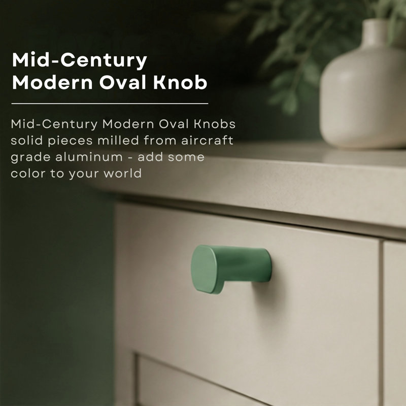 1.75" Oval Knob, Olive (Green)