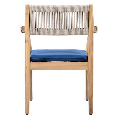 Chaises de salle à manger en bois tressé pour 4 personnes, toutes saisons, look, corde beige et design ergonomique pour la détente en bord de piscine, chaises d'extérieur, détails élégants, décoration