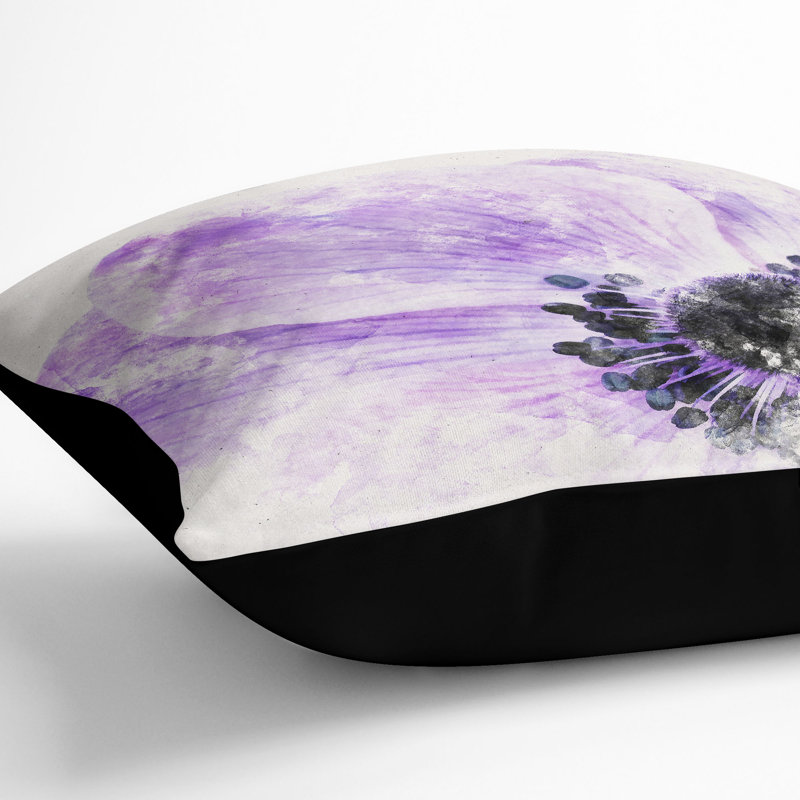 Anemone Flower Cushion with Filling, 55cm H x 55cm W x 20cm D, Black