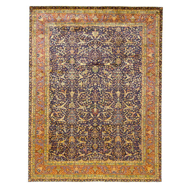 Hand Knotted Wool Area Rug in Black