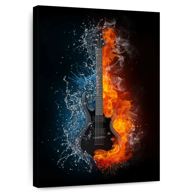 Abarca Flaming Guitar, 24" H x 16" W