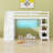 Loft Bed With Shelves, Storage Staircase, Small Wardrobe And LED Light-2073911214