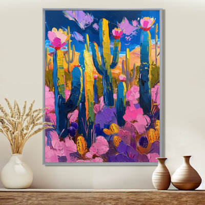 Cactus mauve et bleu, coucher de soleil Vibes III - Cactus floral