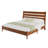 Mid-Century Modern Solid Wood Platform Queen Bed With Reclining Slatted Headboard, Light Brown-2115268031-2115268028