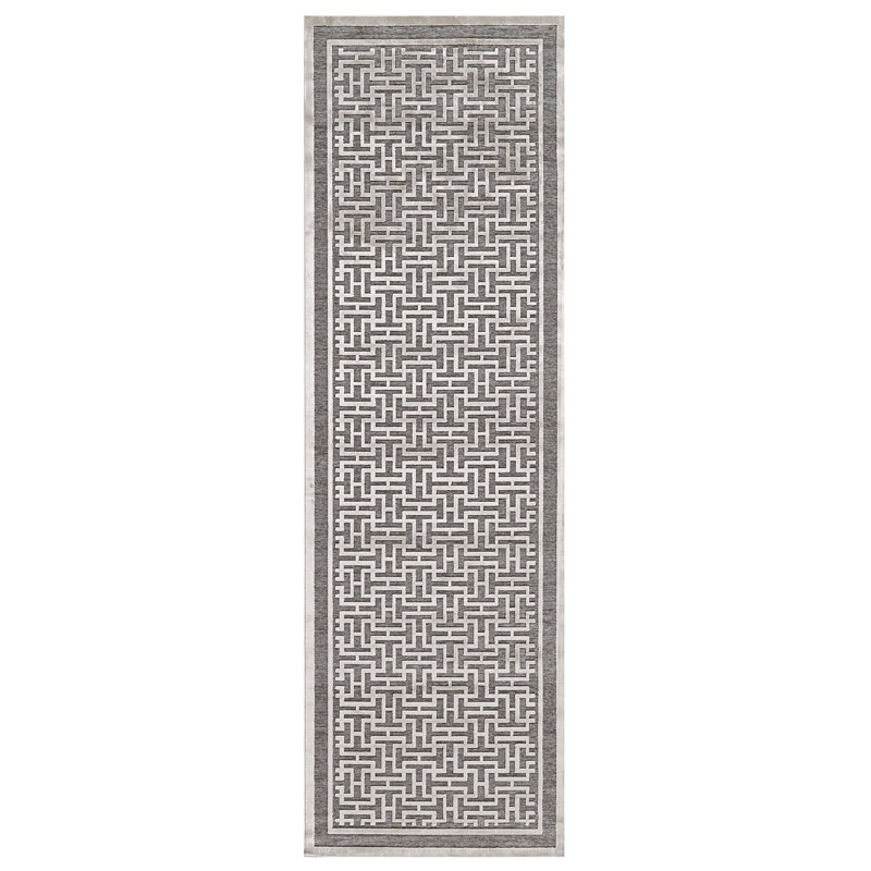 Viscose Geometric Indoor Rug, Runner 2'6" x 9'10"