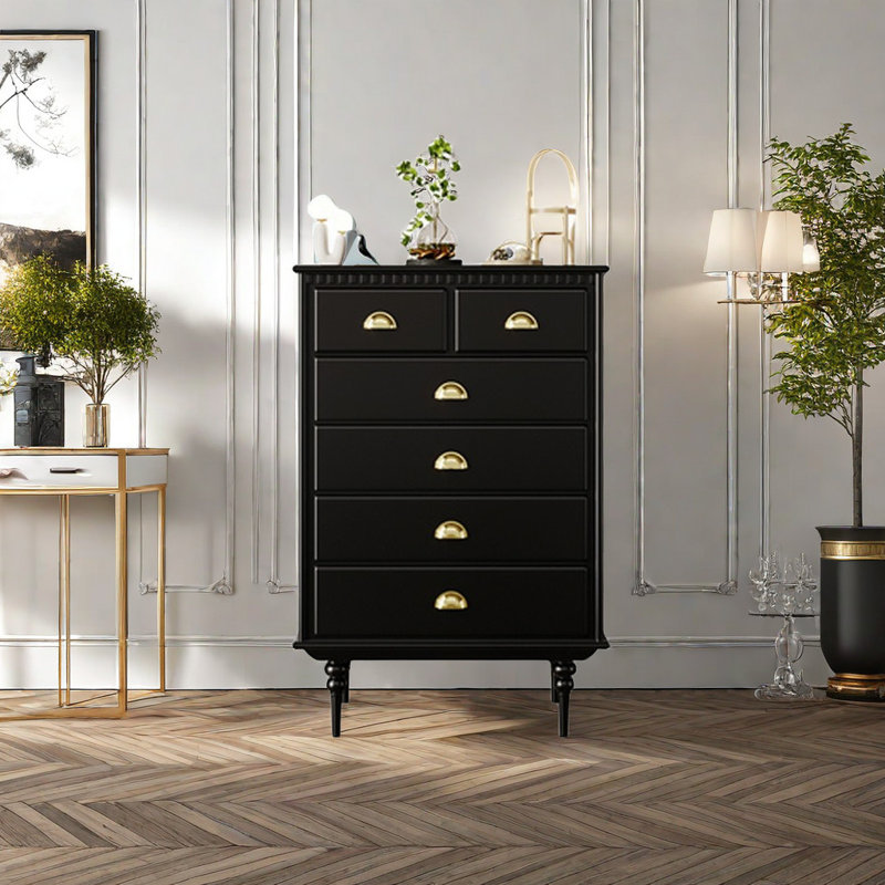 Commode d'appoint de style rétro avec lumière de luxe, Noir