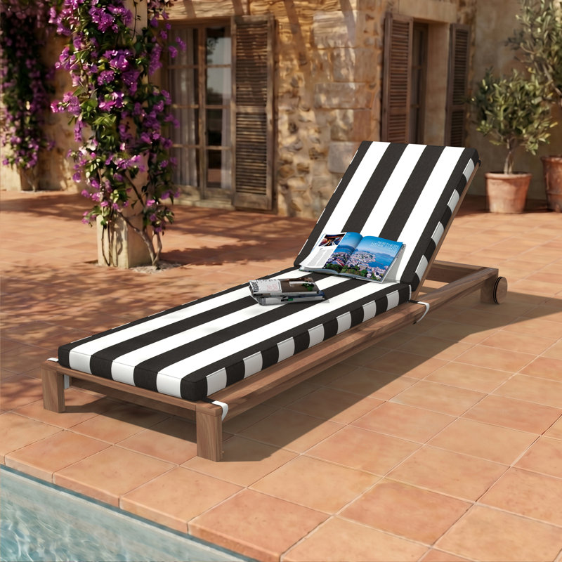 Sunbrella® Outdoor Chaise Cushion, Cabana Classic Black, 21" W x 78" D