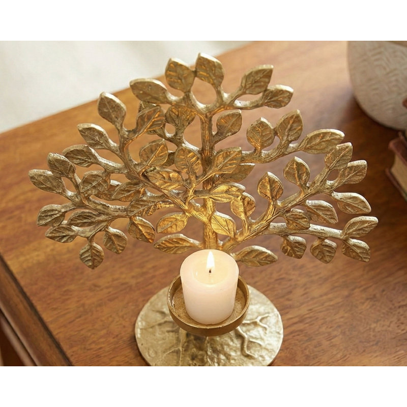 Handmade Brass Tree Candle Stand – Artistic Branch Motif Multi-Light Holder, Nature-Inspired Accent for Living Room, Dining Table, or Entryway