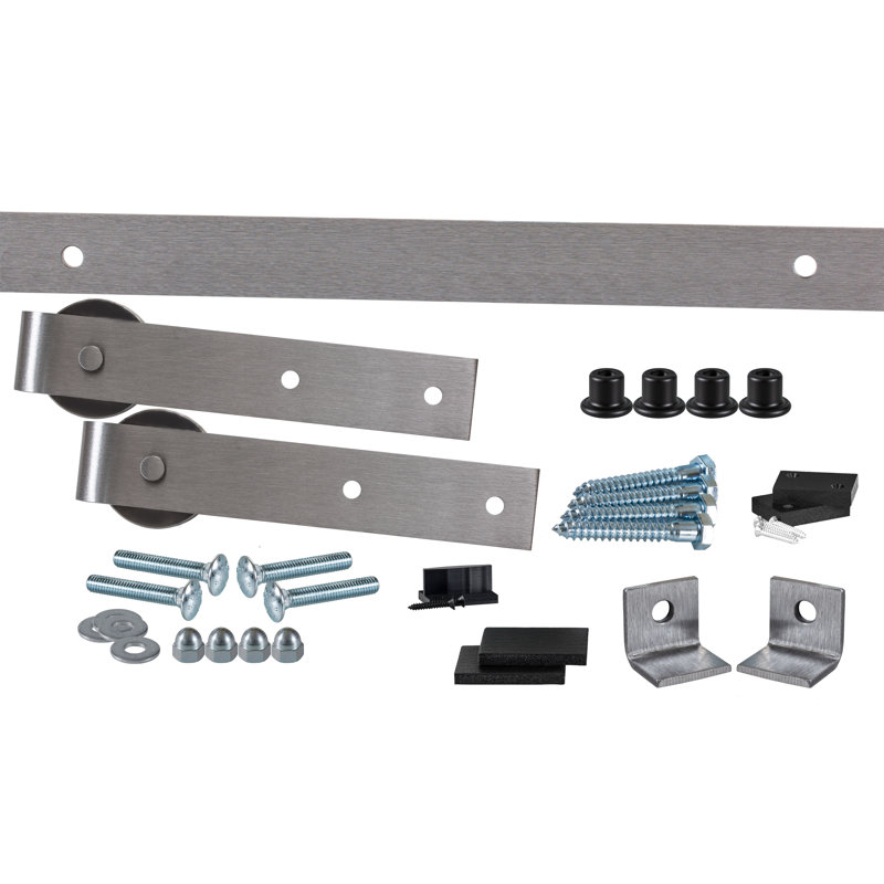 Ensemble de quincaillerie pour porte de grange simple 402, Nickel brossé, 96 po