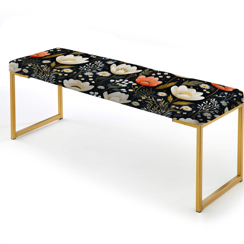 Motif floral Whimsical Bohemian Bliss - Banc rembourré floral doré