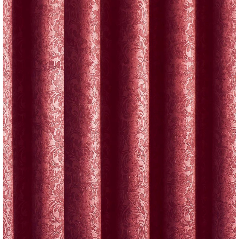 Jamie Embossed Scroll Grommet Blackout Curtain Panel, Red, 55" W x 90" L