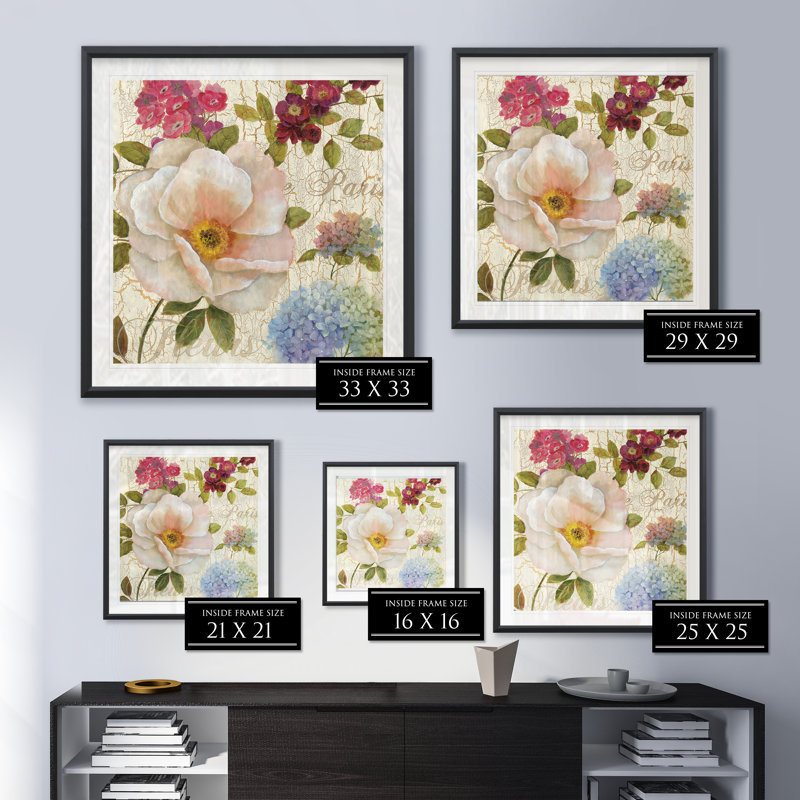 « paris fleurs », reproduction encadrée, H 26,5 po x l 26,5 po x P 1,5 po