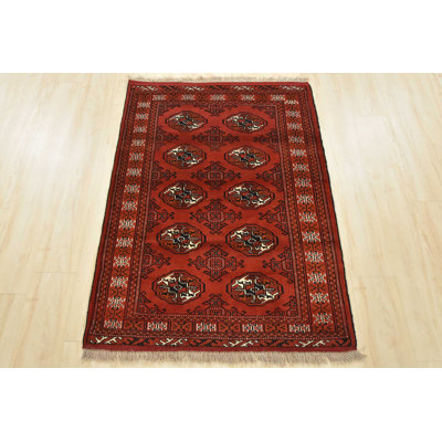 One-of-a-Kind 3'4" X 4'8" 1990s Wool Area Rug in Red