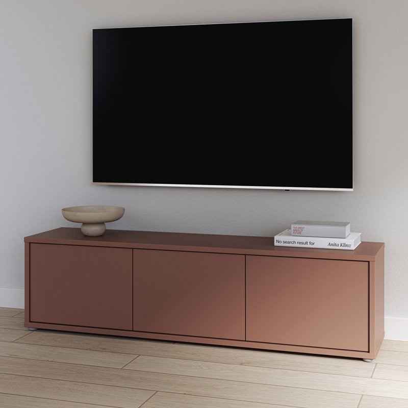 Chadwic Modern 3-door TV unit, engineered wood, terrakotta, 154.2 cm W x 41.5 cm H x 34.9 cm D, Brown
