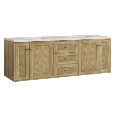 Laurent 72" Double Vanity, Light Natural Oak W/FreePower Wireless Charger