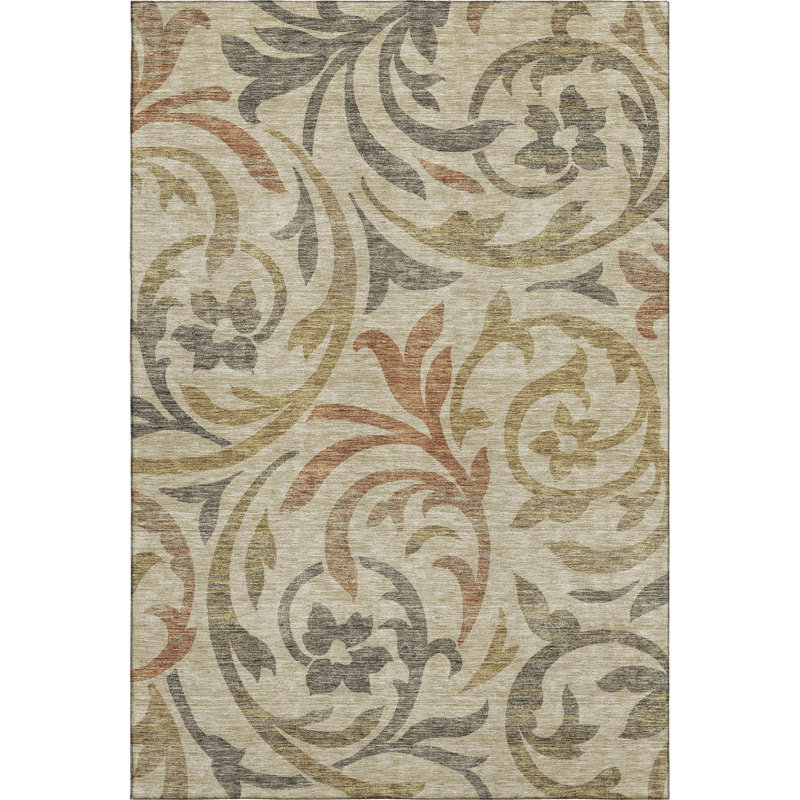 Premium Machine Washable Prisco Beige Rug, Rectangle 3' x 5'