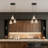 3 - Light Cluster Bell Pendant Black and Gold with Glass shade