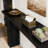 Triangular-Shaped Design Console Table, Modern Entryway Table With Broadened Top For Display And Storage