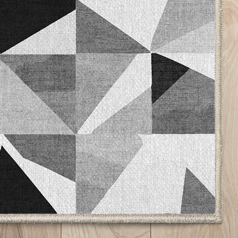 Tapis à tissage plat noir et blanc Winston Porter Shanea, Rectangle 5 pi 3 po x 7 pi 3 po