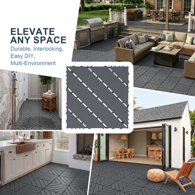 54pack Interlocking Plastic Deck Tiles Waterproof Flooring for Porch ,Balcony,Backyard,Basement