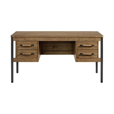 Bureau d'écriture en placage de hickory de 60 po Magee, brun et noir