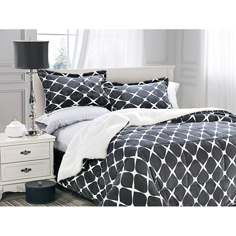 Geometric Shapes Comforter, Full Comforter, Grey