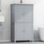 Élégante armoire de plancher autoportante avec 4 portes et tablettes réglables, gris
