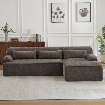 Contemporary Indoor Sofa, Chenille L-Shape Luxury Sectional Oversized Sofa, Minimalist Design, Comfy Sleeper Couch For Living Room, Apartment