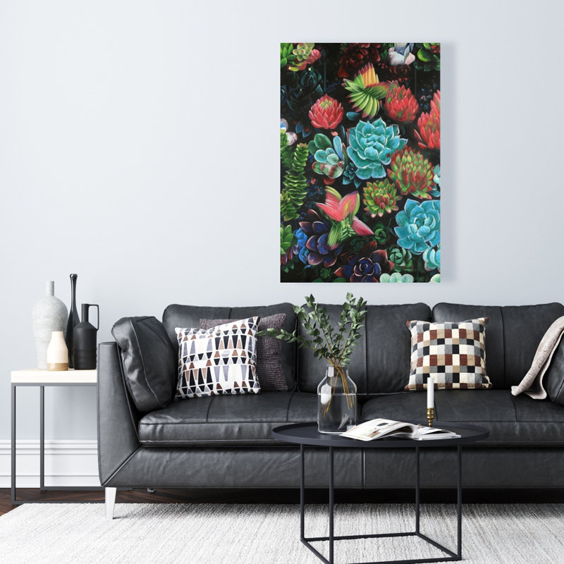 Ensemble de plantes grasses colorées - Toile florale pour la décoration intérieure