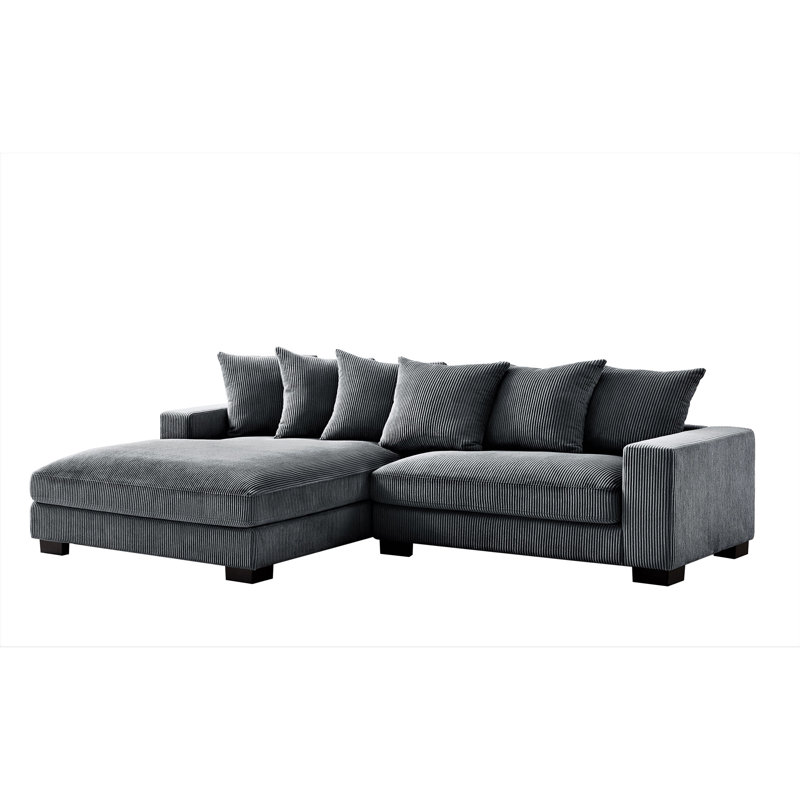 Morghan Corduroy Sectional, Gray Corduroy, Left Hand Facing