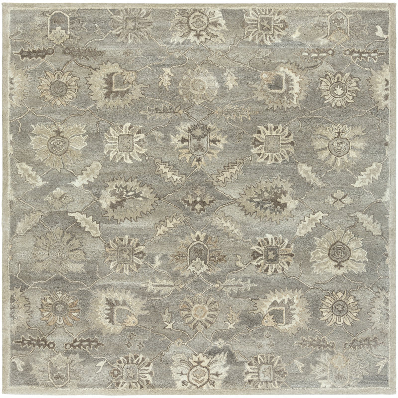 Tapis gris anthracite / taupe / beige en laine touffeté à la main Sneyd Park, Carré 8 pi