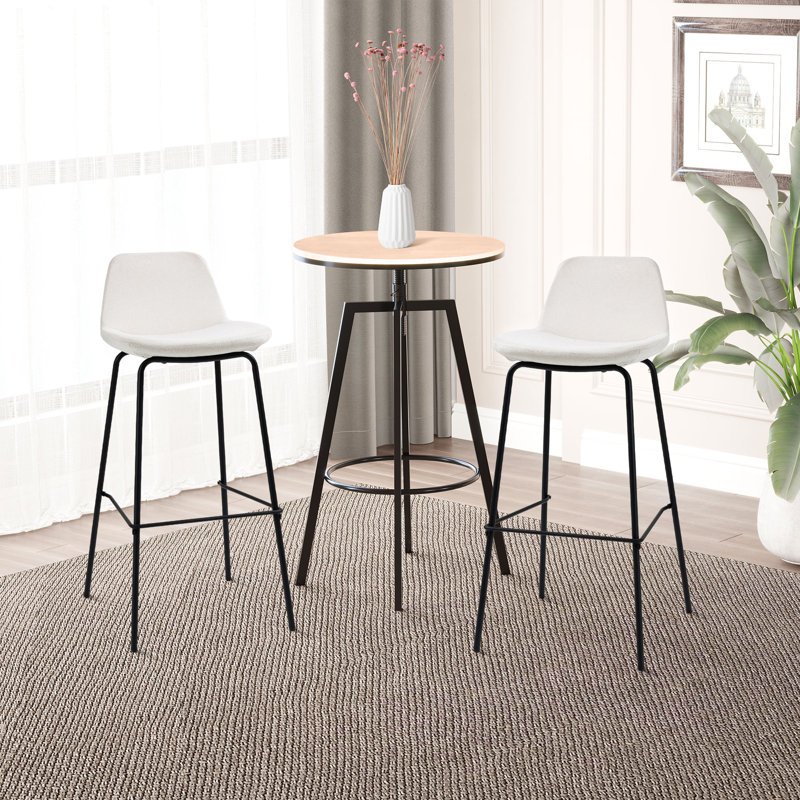 Everleaner Upholstered Counter Stool with Metal Frame, White