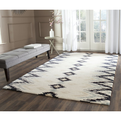 Tapis ikat en laine et viscose touffeté à la main Eure