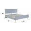 Lit Ek gris ultrabrillant avec motif ondulé et pieds en métal, 39 lattes, 4 structures de support, capacité de 660 lb, l 86 po x P 81 po, H 46 po-1935700887