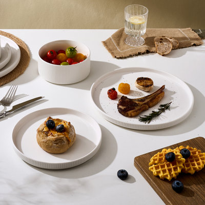 Ensemble de vaisselle en céramique 18 pièces, ensemble de vaisselle, assiettes et bols en porcelaine moderne pour 6 personnes, 18 pièces