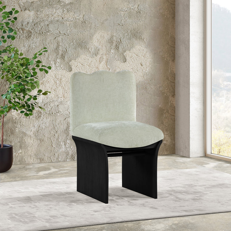 Shaw Cassady Chenille Fabric Upholstered Dining Chair, Mint Chenille Fabric, Black