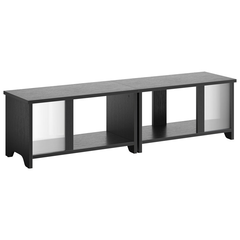 Clybourn 55" TV Stand For Tvs Up To 65" Modular TV Console Entertainment Center With LED Light Ample Storage And Fluted Doors