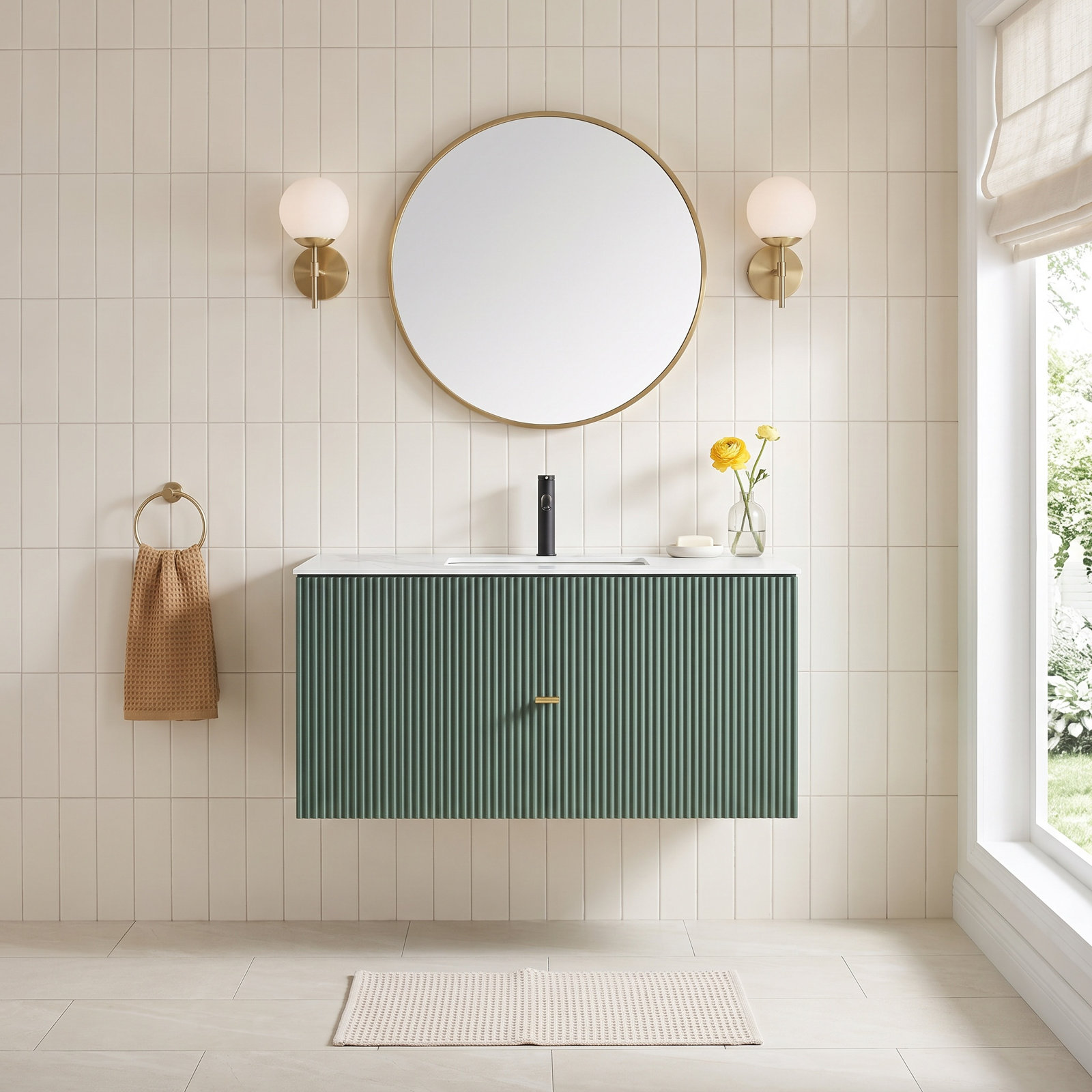 Arno 36'' Single Bathroom Vanity, Dark Walnut