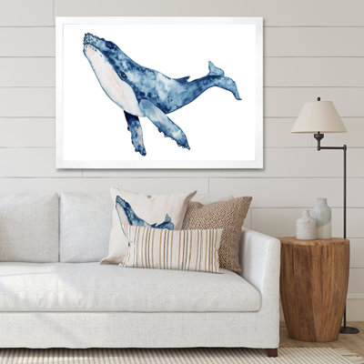 " Blue Whale On White II " Painting Print
