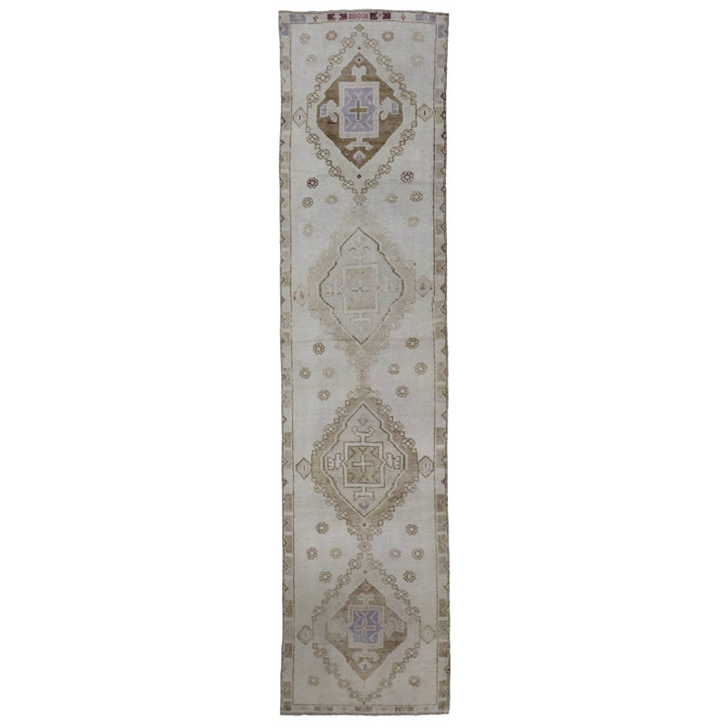 Tapis unique ivoire / blanc / taupe 3 pi 1 po x 12 pi 6 po Herki