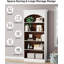 70.86" 5-Tier White & Oak Vintage Library Bookcase For Living Room, Office, Bedroom