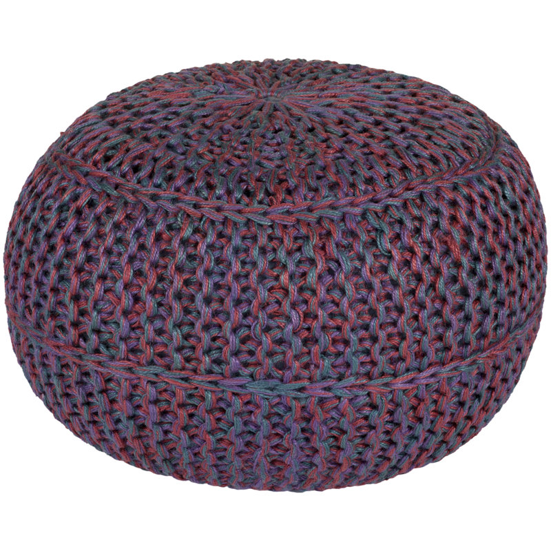 Zayden Upholstered Pouf, Plum/Burgundy/Blue