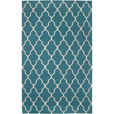 Tapis bleu / blanc Swing Dhurrie