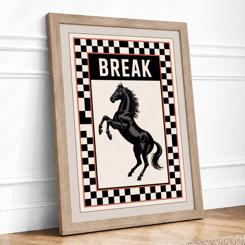 Break Horse Graphic - Framed Print, Oak, A4 - 29.7 x 21.0 cm
