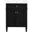 Meuble-lavabo de 24 po avec 2 portes, tiroir basculant et lavabo en céramique de style intemporel, rangement fonctionnel, pieds en bois massif de conception moderne pour les espaces, cadre, tablettes de rangement réglables-1063690563-1063690564