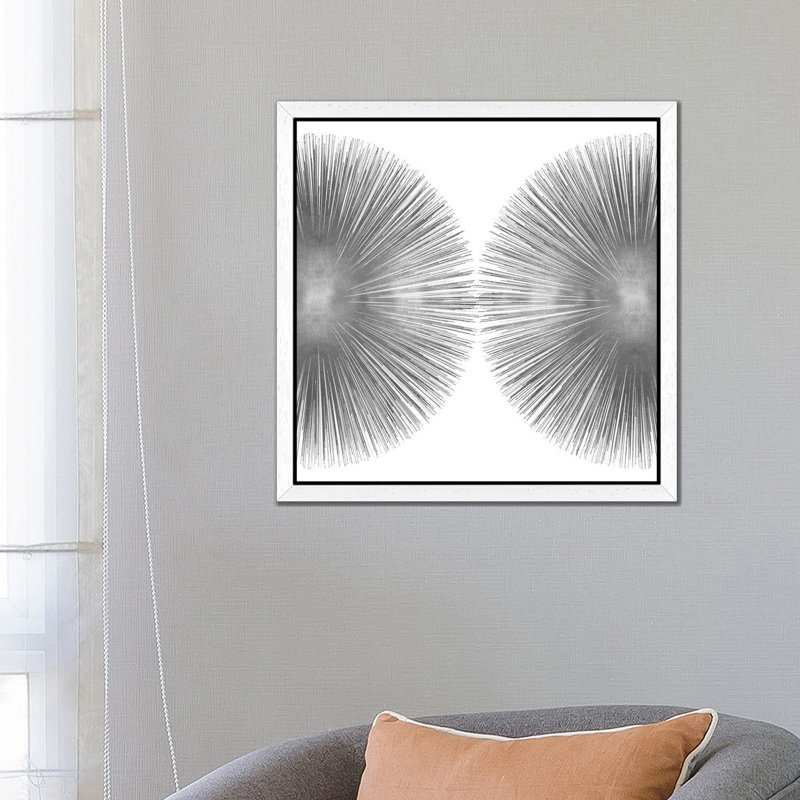 Silver Sunburst II 1 Piece Floater Frame Wall Art on Canvas, 93.98 cm H x 93.98 cm W, White Floater Framed