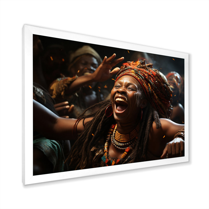 Célébration de la culture africaine I sur toile, Cadre photo blanc, H 34 po x l 44 po x P 1,5 po